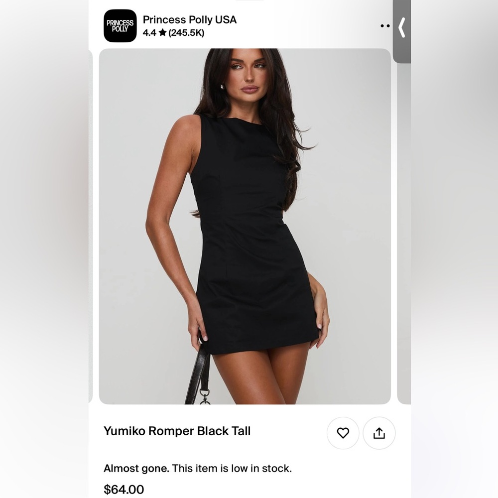 Yumiko Romper Black Tall